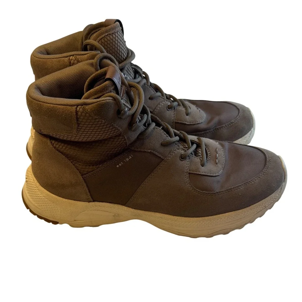 Coach Mens Hybrid Hiking Boots Suede Nylon High‎ Top Sneakers Brown Olive